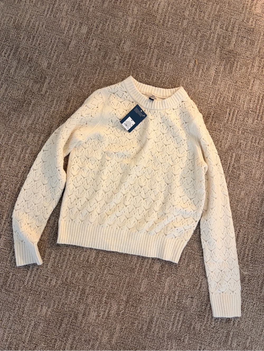 Universal Thread Cream Pointelle Crewneck Sweater